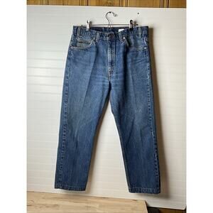 90s USA Levi's 505 Orange Tab Jeans Mens Tagged 36x30 Dark Wash Guetamala